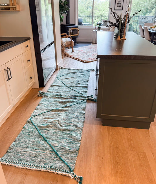 Kilim Teal Handwoven Moroccan Wool Rug