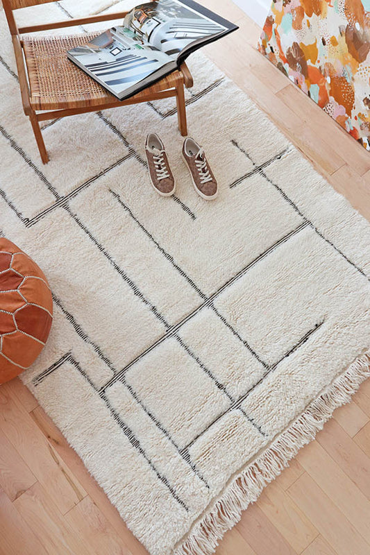 Beni Ourain Moroccan Wool Rug - Modern Maze