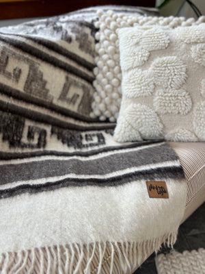 Atitlan Wool Blanket  //  Cream/Brown