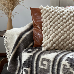 Atitlan Wool Blanket  //  Cream/Brown