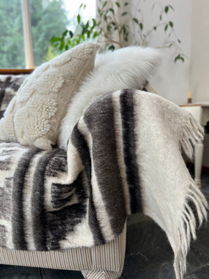 Atitlan Wool Blanket  //  Cream/Brown