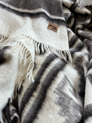 Atitlan Wool Blanket  //  Cream/Brown