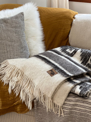 Atitlan Wool Blanket  //  Cream/Brown