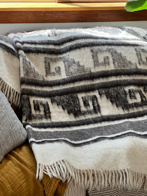 Atitlan Wool Blanket  //  Cream/Brown