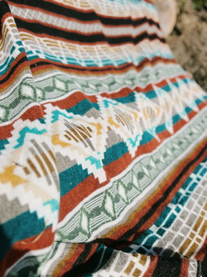 Imbabura Reversible Blanket  //  Turquoise/Rust/Mustard