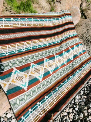 Imbabura Reversible Blanket  //  Turquoise/Rust/Mustard