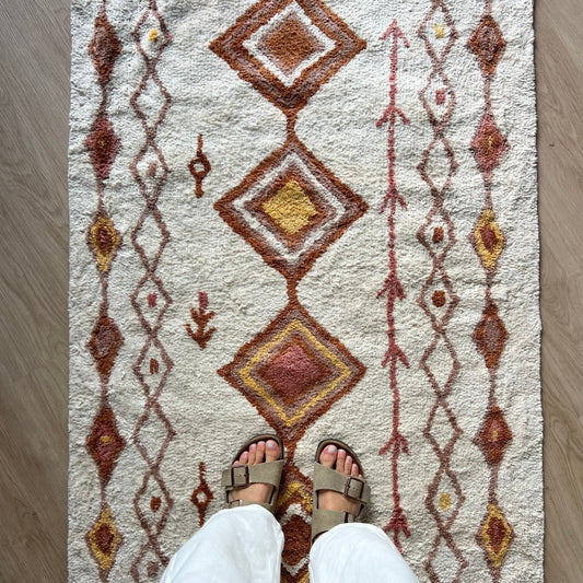 Golden Neutral Diamond Machine Washable Rug