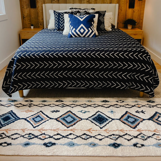 Blue Diamond Machine Washable Runner