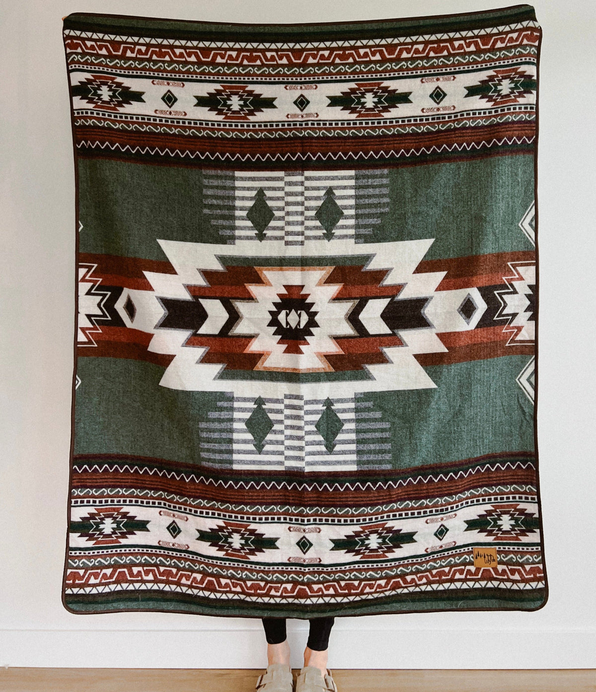Quilotoa Throw Blanket/2 Quilotoa Green Lumbar Pillow Covers Bundle