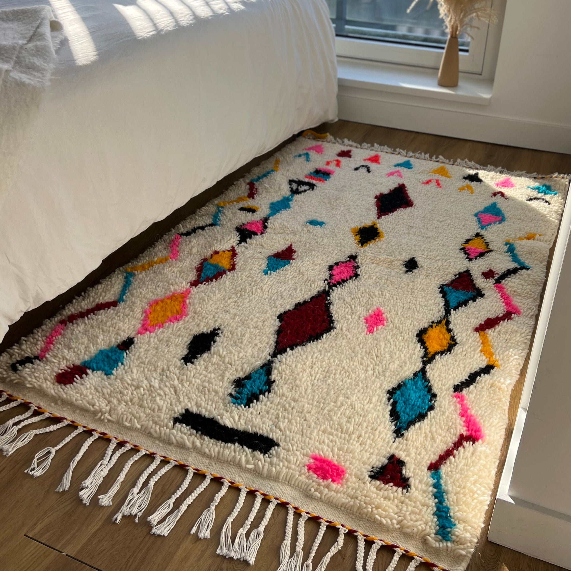 Benslimane Handwoven Moroccan Wool Rug 3x5