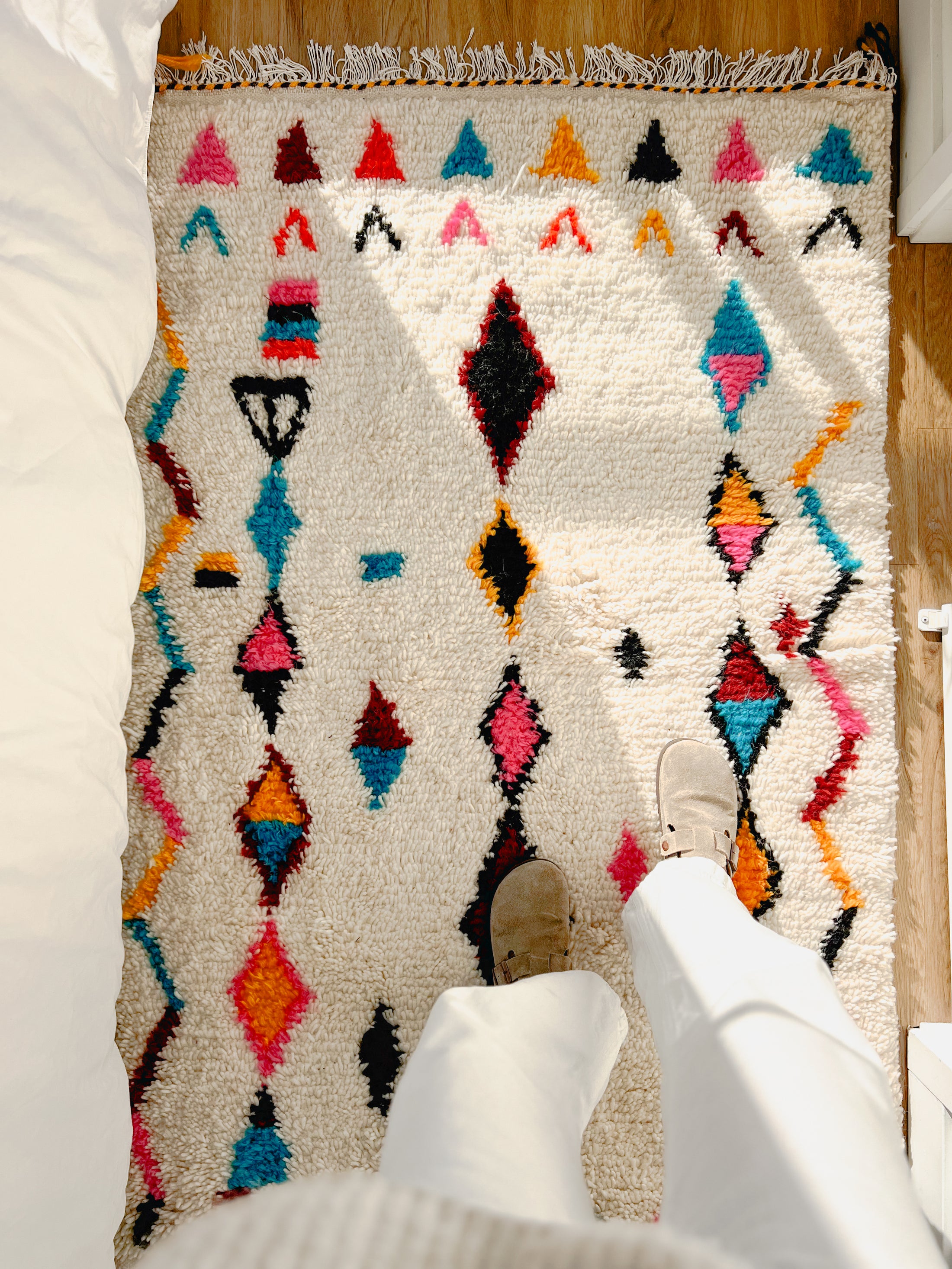 Benslimane Handwoven Moroccan Wool Rug 3x5