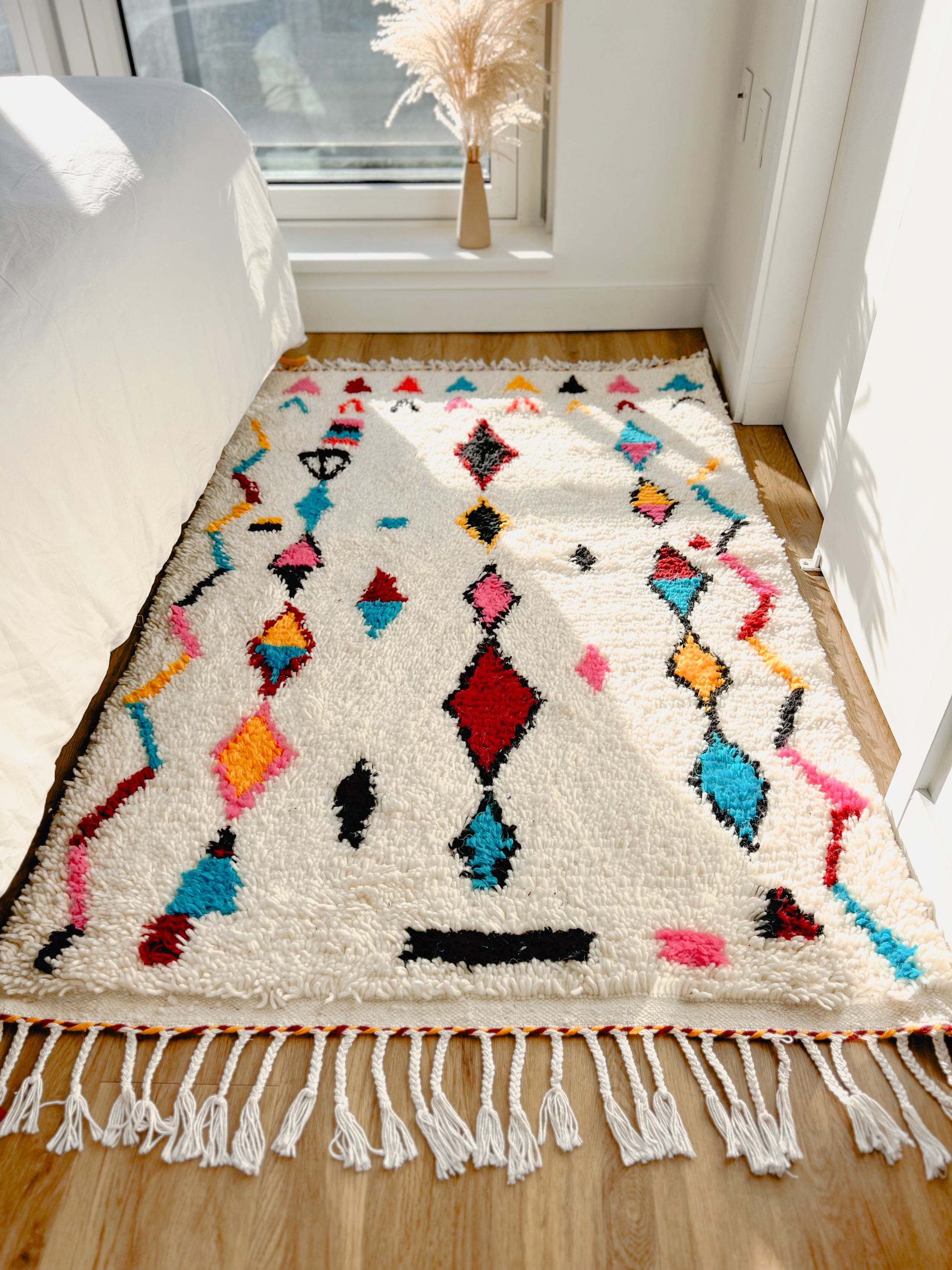 Benslimane Handwoven Moroccan Wool Rug 3x5