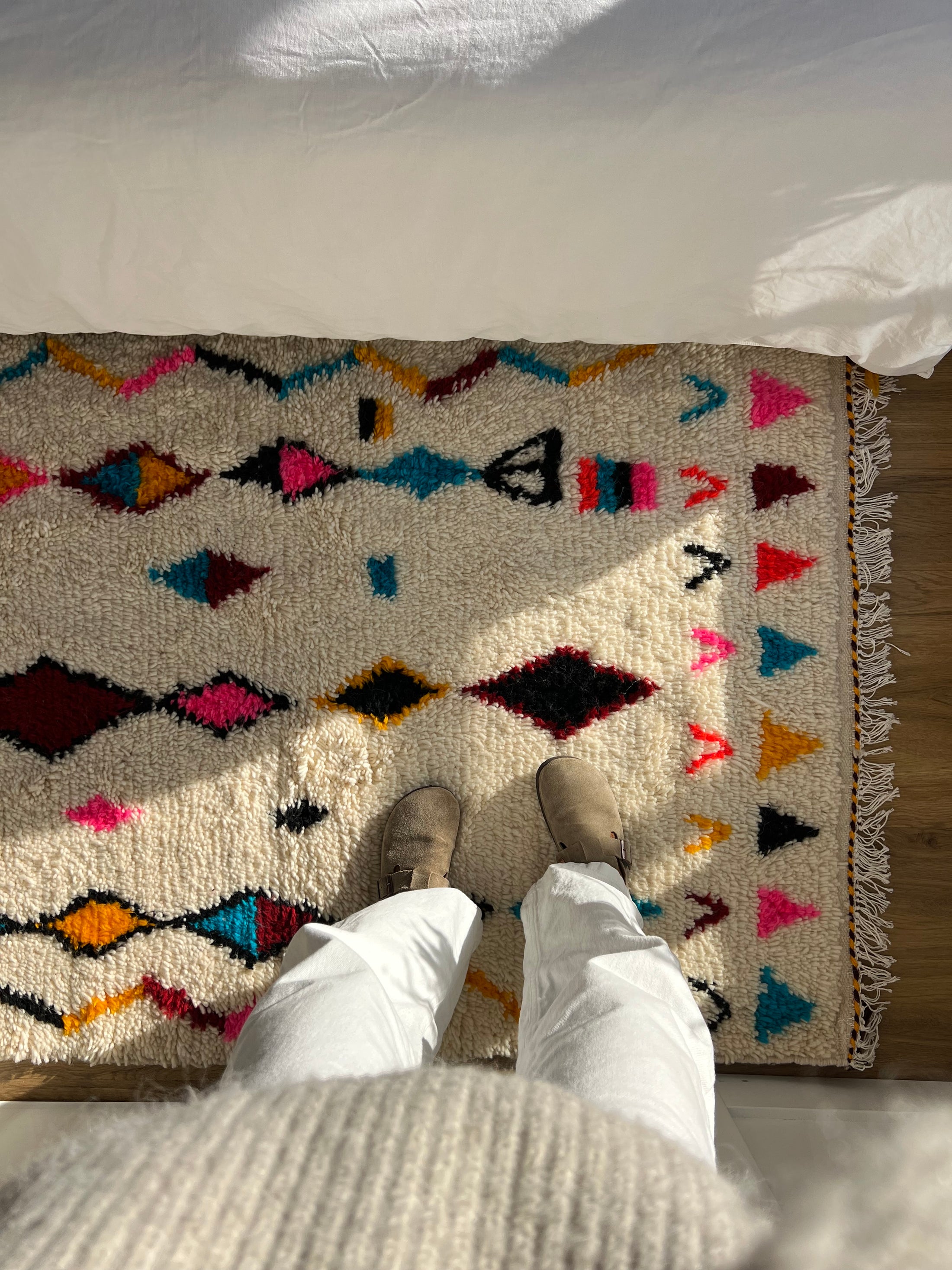 Benslimane Handwoven Moroccan Wool Rug 3x5