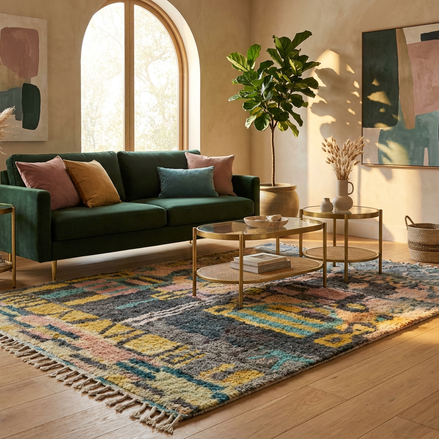 Abbas Handwoven Moroccan Wool Rug 5x8
