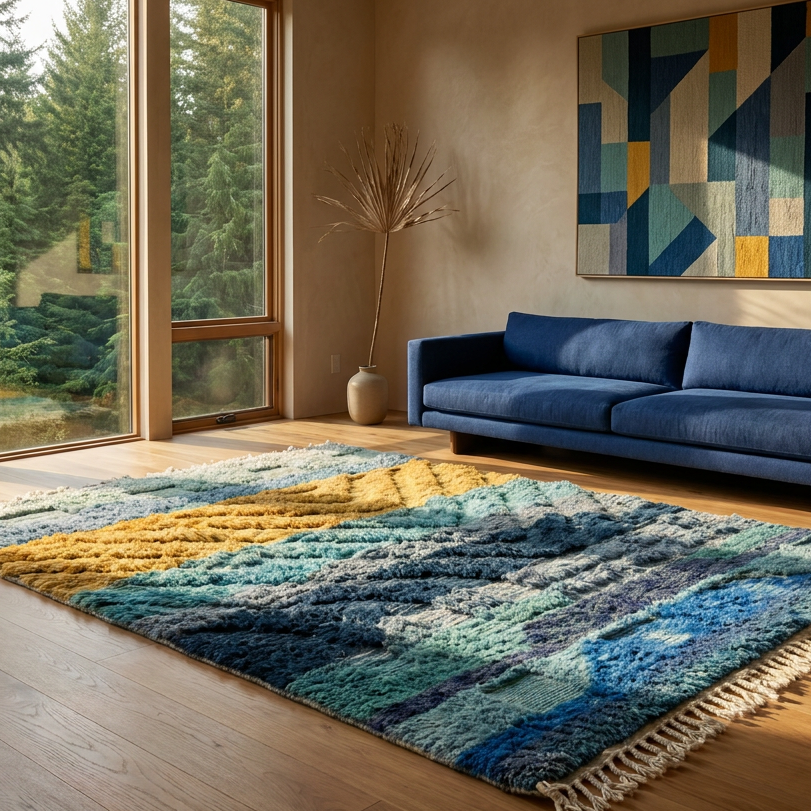 Kamran Handwoven Moroccan Wool Rug 5x8
