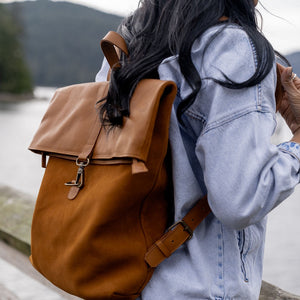 Torres Leather Fold-Over Backpack