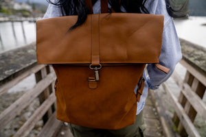 Torres Leather Fold-Over Backpack