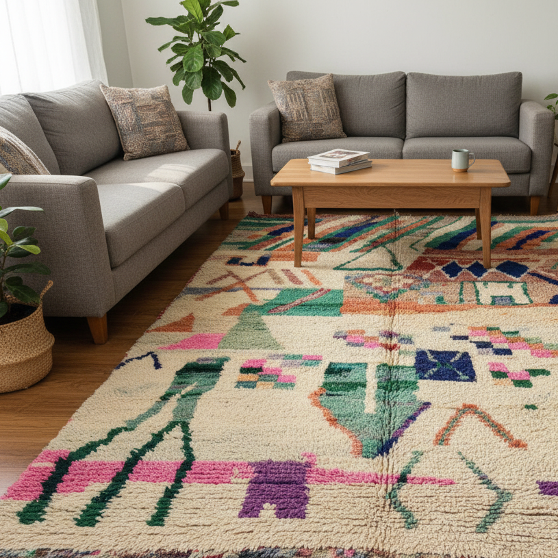 Khour Handwoven Moroccan Wool Rug 5x9