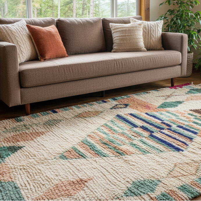 Bouazza Handwoven Moroccan Wool Rug 5x8