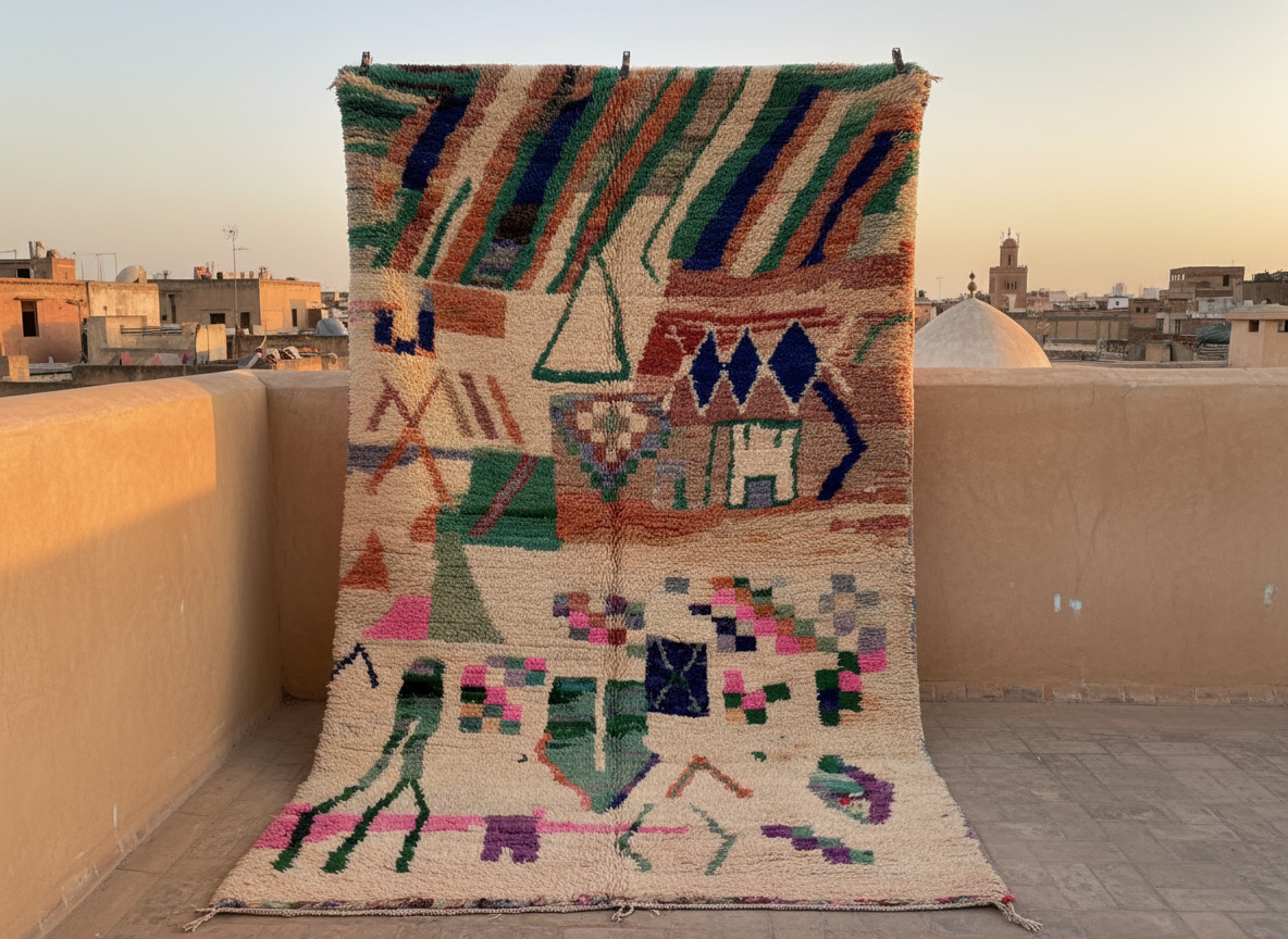 Khour Handwoven Moroccan Wool Rug 5x9