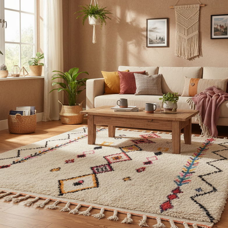 Azza Handwoven Moroccan Wool Rug 6x9