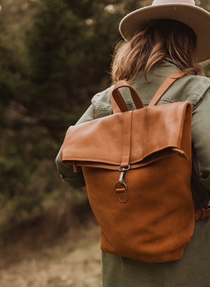 Torres Leather Fold-Over Backpack