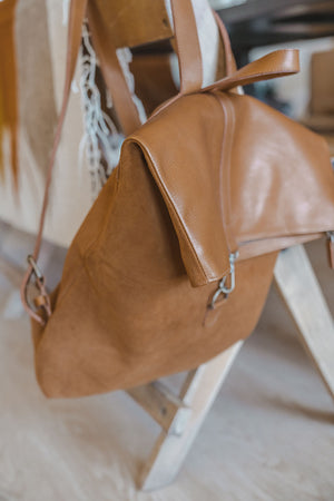 Torres Leather Fold-Over Backpack