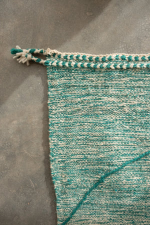 Kilim Handwoven Moroccan Wool Rug // Teal