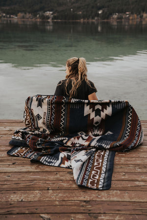 Portoviejo Aztec Reversible Blanket  //  Navy/Red/Rust