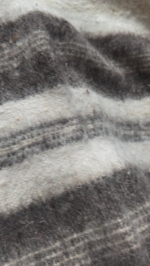 Salcaja Wool Blanket  //  Cream/Grey Stripe