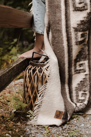 Atitlan Wool Blanket  //  Cream/Brown