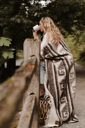 Atitlan Wool Blanket  //  Cream/Brown