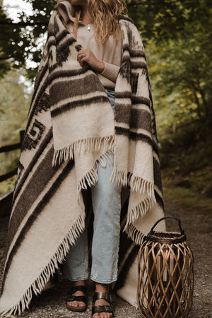 Atitlan Wool Blanket  //  Cream/Brown