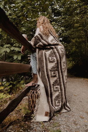 Atitlan Wool Blanket  //  Cream/Brown