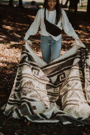 Atitlan Wool Blanket  //  Cream/Brown