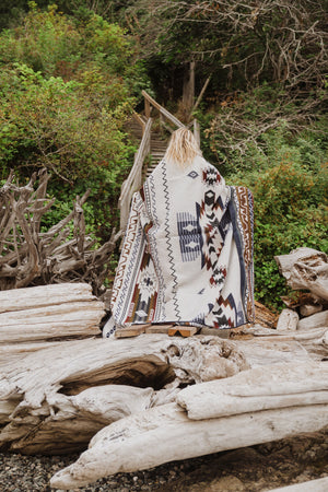 Portoviejo Aztec Reversible Blanket  //  Navy/Red/Rust