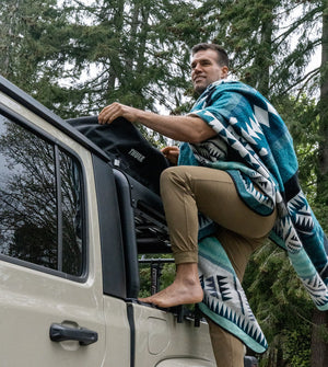 Manta Aztec Reversible Blanket  //  Teal/Turquoise/Cream