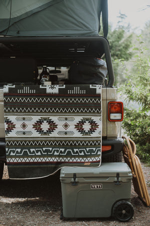 Milagro Aztec Reversible Blanket  //  Olive Green/Slate Blue/Grey/Rust