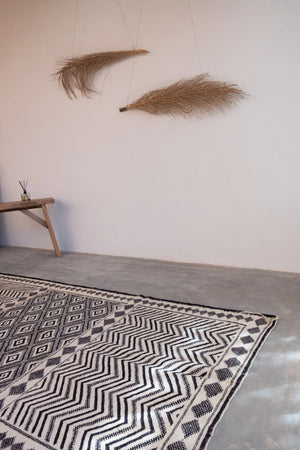Zanafi Handwoven Moroccan Wool Rug // Black/Beige