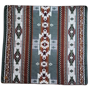 Quilotoa Aztec Reversible Blanket  //  Soft Green/Rust/Brown