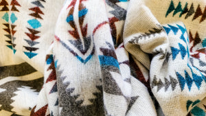 Cuenca Aztec Reversible Blanket  //  Grey/Teal/Red