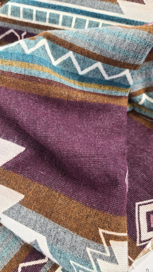 Tabacundo Aztec Reversible Blanket  //  Plum/Turquoise/Mustard