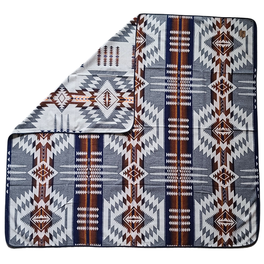 Mica Aztec Reversible Blanket  //  Grey/Rust/Navy