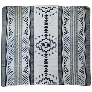 Badlands Aztec Reversible Blanket  //  Grey/Navy/Cream