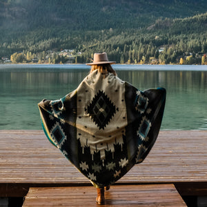 San Pablo Aztec Reversible Blanket  //  Olive Green/Grey/Teal