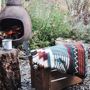 Quilotoa Aztec Reversible Blanket  //  Soft Green/Rust/Brown