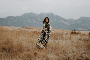 Esmeraldas Aztec Reversible Blanket  //  Olive Green/Teal/Grey