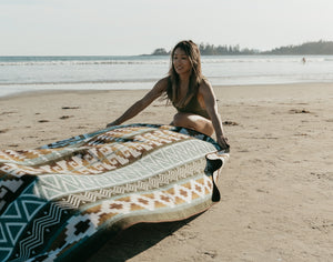 Riobamba Aztec Reversible Blanket  //  Olive Green/Brown/Turquoise/Mustard