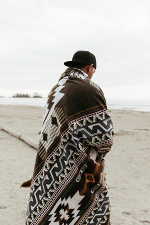 Yasuni Aztec Reversible Blanket  //  Olive Green/Rust/Grey