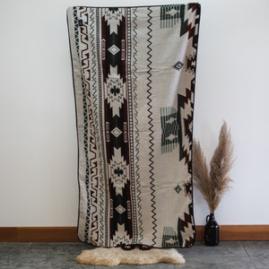Quilotoa Aztec Reversible Blanket  //  Soft Green/Rust/Brown